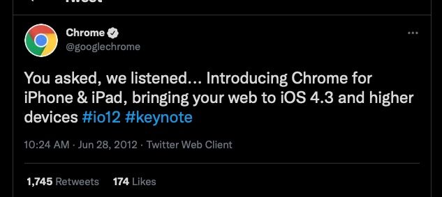 Chrome comes to iOS 2012