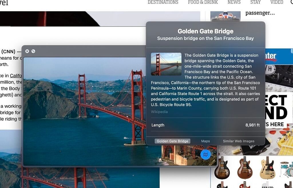 Golden Gate Bridge with Visual Lookup