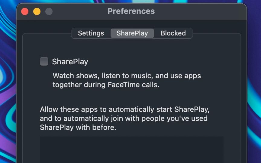 SharePlay options in Monterey
