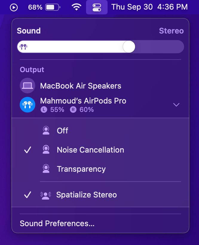 Spatial Audio settings on mac