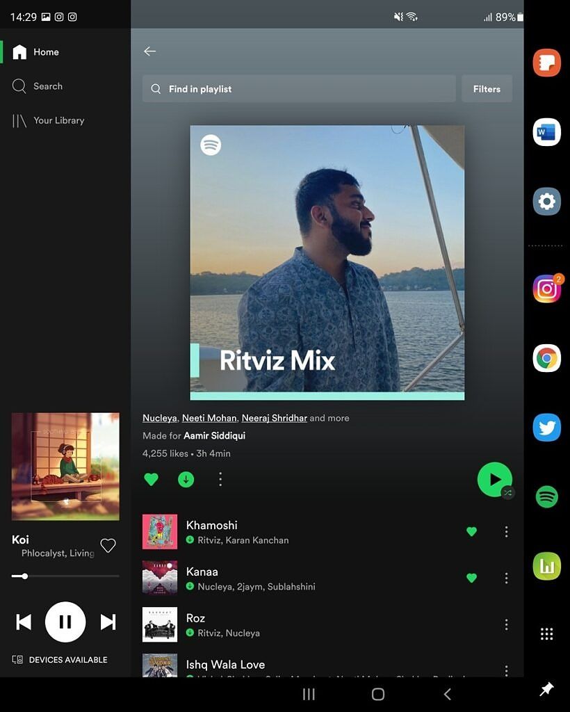 Spotify Tablet View on OneUI