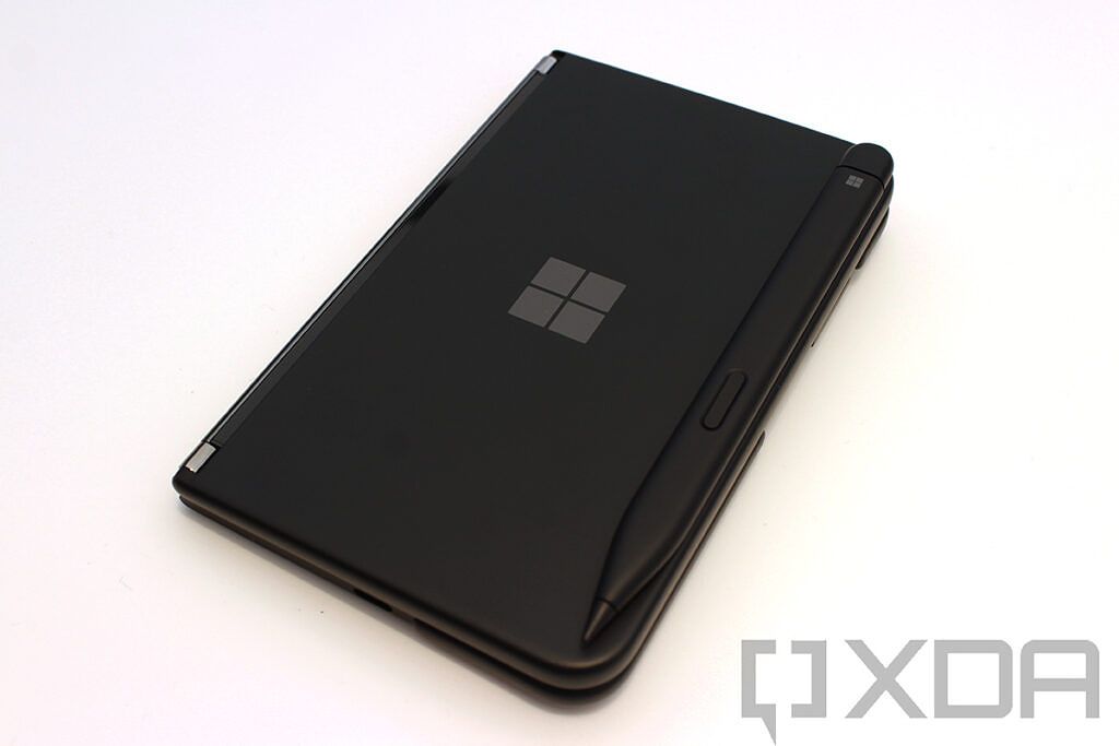 Surface Duo 2 closed with pen charging case