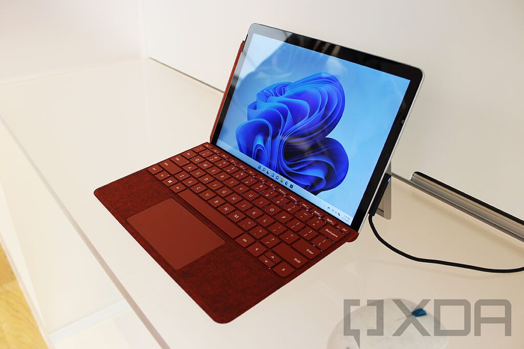 Surface Go 3 with red keyboard