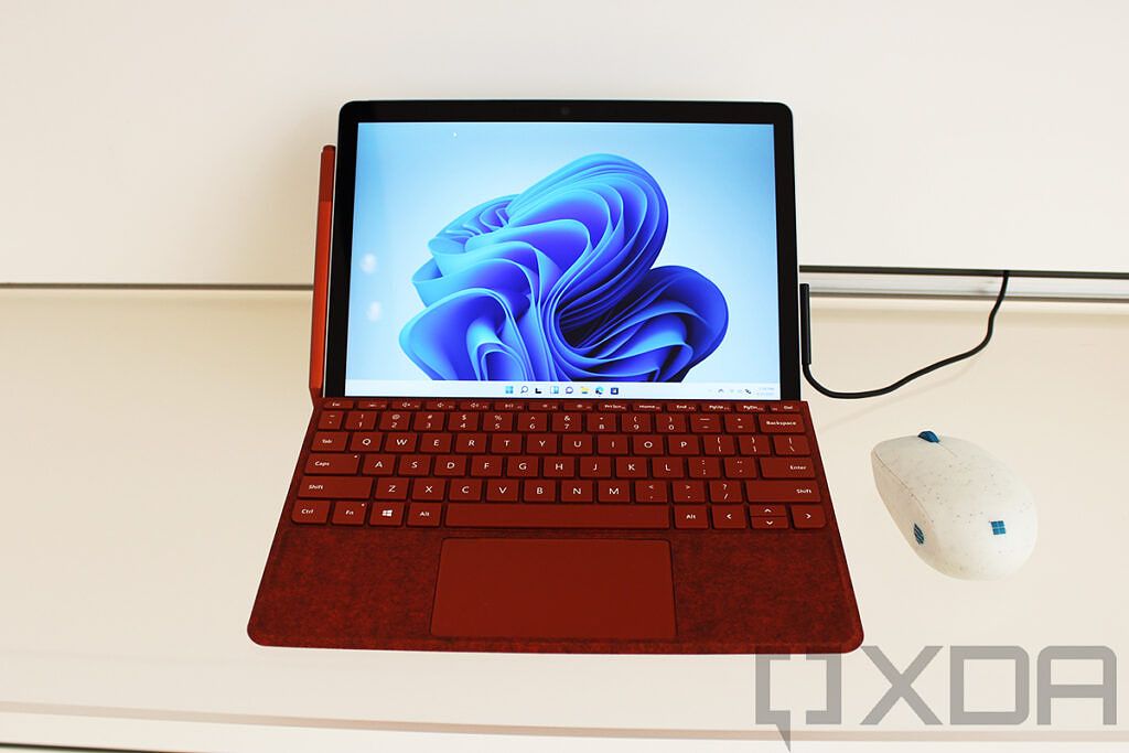 Surface Go 3 with red keyboard