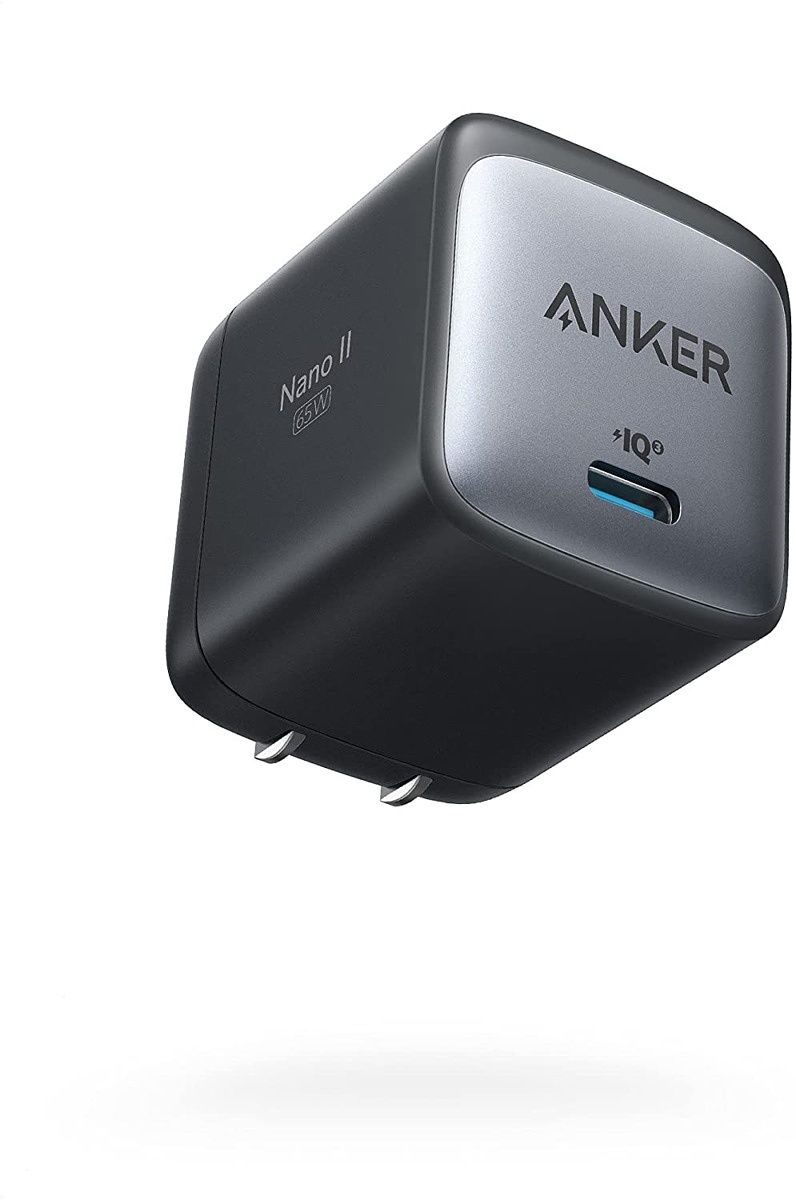 This is a tiny charger from Anker that can achieve an output of up to 65W. You can use this to charge your laptop too.