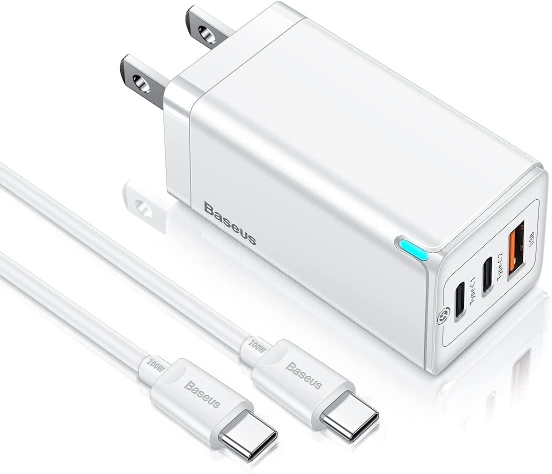 The Baseus wall charger is another excellent charger with multiple ports. You get two Type-C ports capable of delivering 65W of power when only that port is used. However, if you use both Type-C ports, you’ll only get 45W of power in the C1 port.