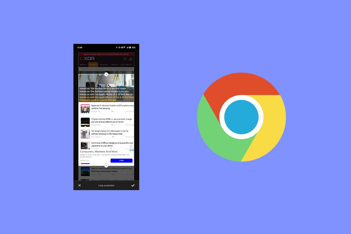Taking a full page screenshot in Chrome for Android
