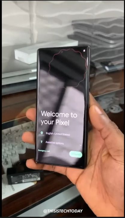 Front of the Google Pixel 6 Pro showing the setup