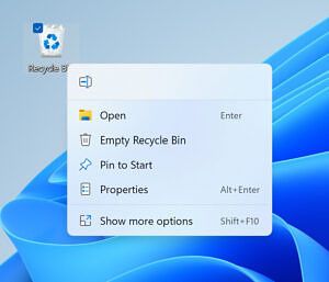 Screenshot of new context menu in Windows 11