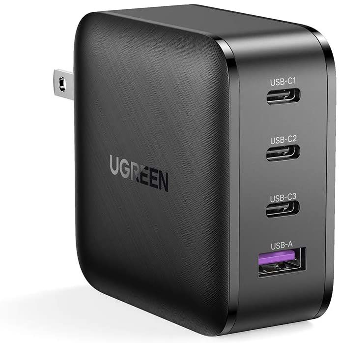 The UGREEN 65W charger is a powerful alternative to the Baseus 65W charger we mentioned before.  This particular unit, as you can see, comes with four USB ports, with which you can charge multiple devices at the same time.  One USB-C port can supply up to 65W of power to the Galaxy Book 2 Business laptop.  You can use the rest of the ports to charge your smartphone or other device, for example.  However, you may not get the fastest speeds.  One of the best things about this charger is that 
