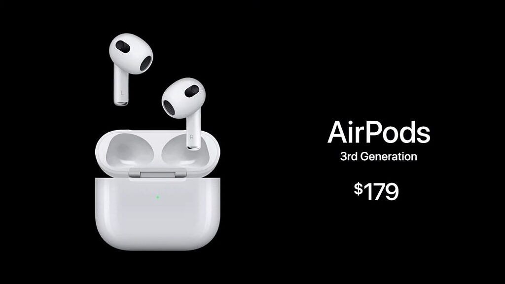 A slide showing AirPods 3 and their pricing