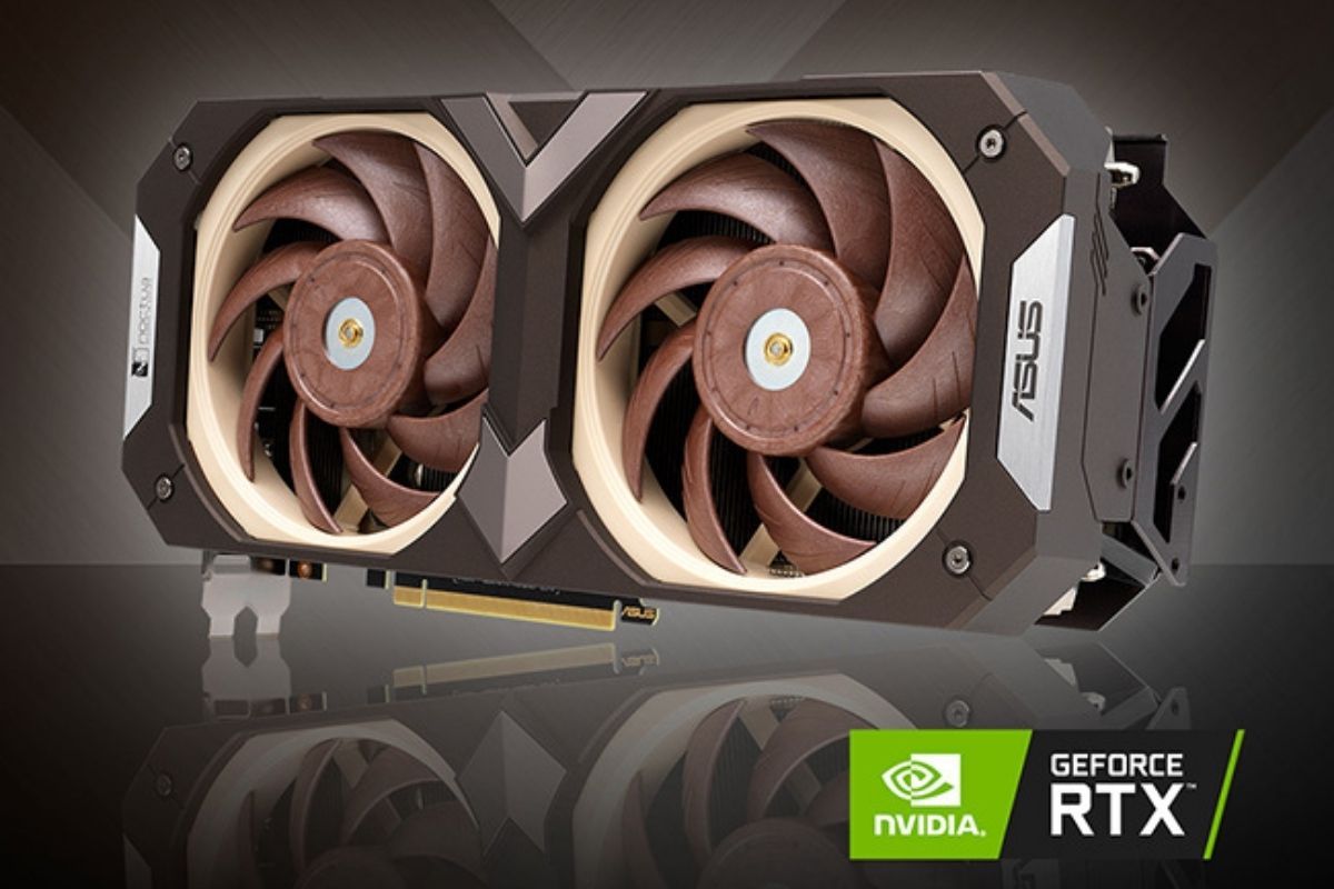 RTX 3070 graphics card with custom Noctua brown colored fans