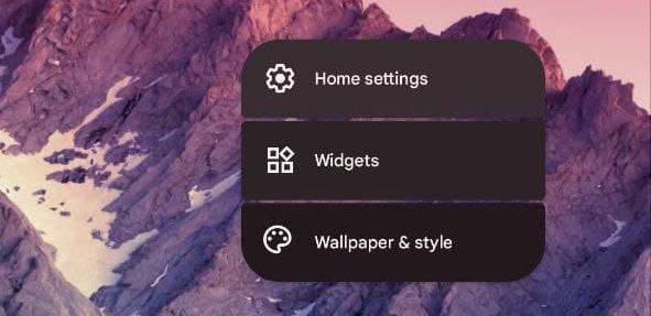 Android 12 homescreen context menu 1