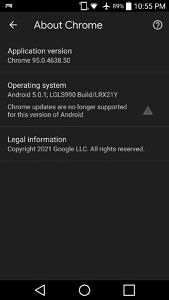 Chrome 95 on Android 5.0