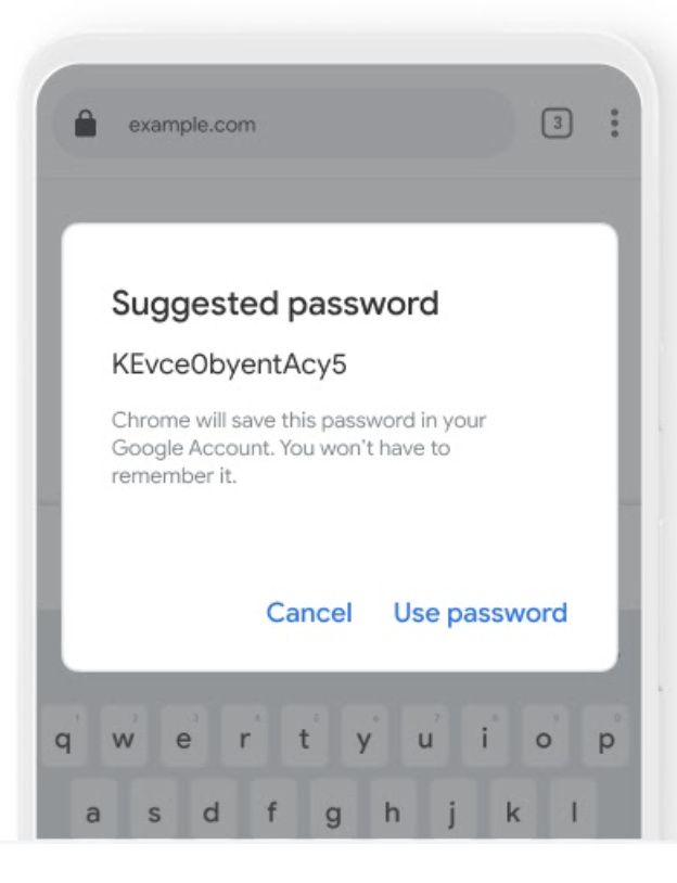Google in-built password manager