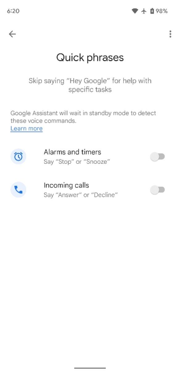 Assistant Quick Phrases let you skip "Hey Google" for alarms & calls