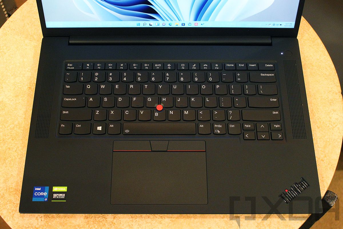 Top down view of Lenovo ThinkPad X1 Extreme keyboard