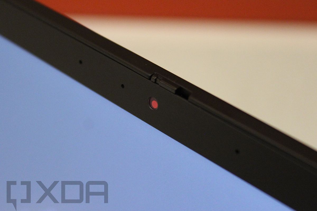 Close up of Lenovo ThinkPad X1 Extreme webcam and privacy guard