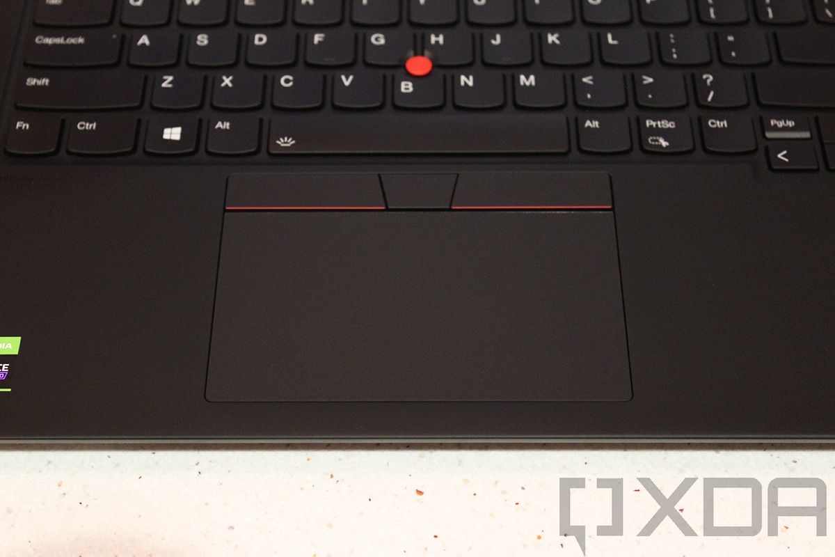 Close up of Lenovo ThinkPad X1 Extreme touchpad