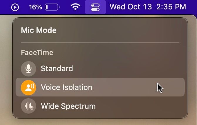 Microphone modes on macos 12 voice isolation