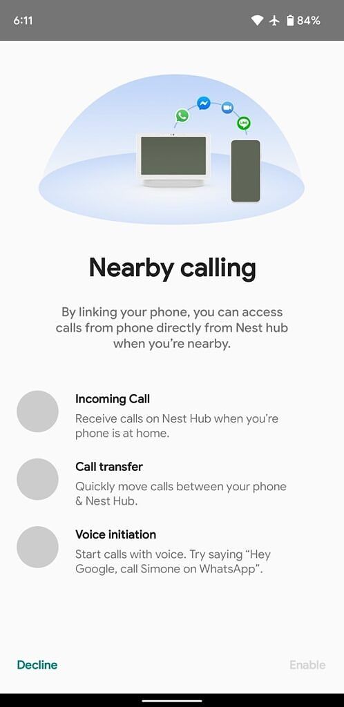 Nearby calling screen