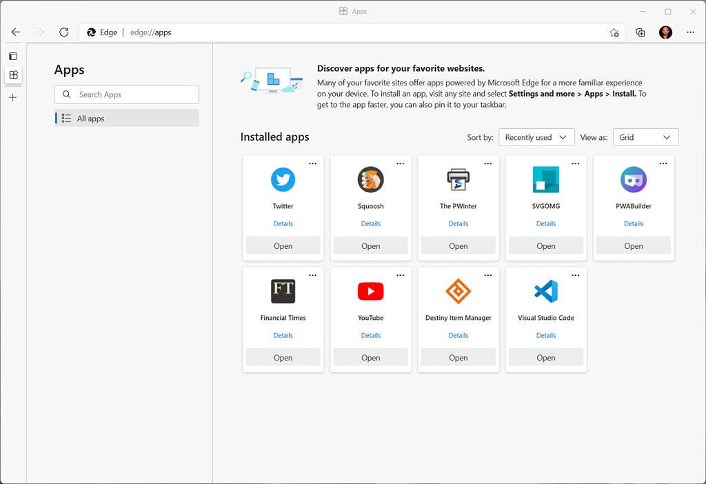 Microsoft Edge Canary Gets Redesigned PWA Hub To Manage Your Apps