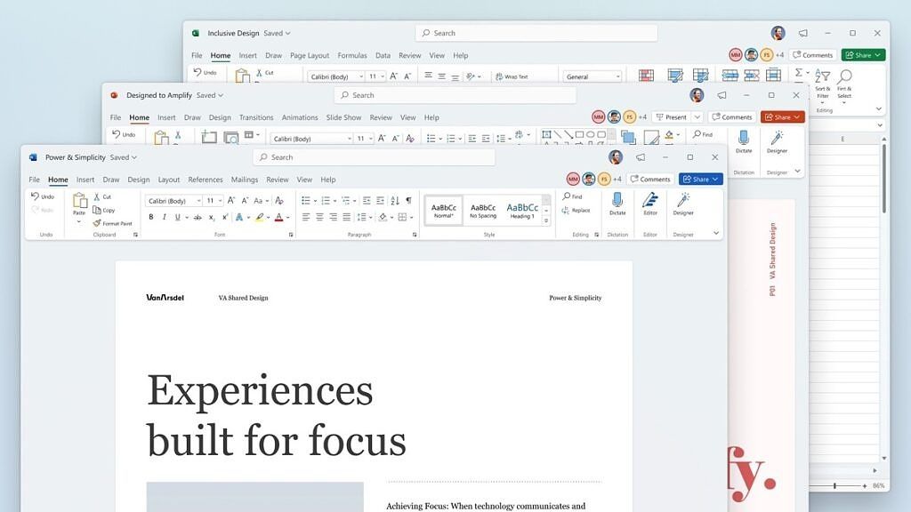 New visual design in Office 2021
