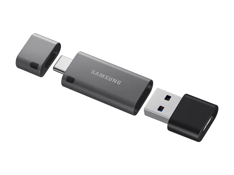 Want to use your files on your PC and your phone? With the Samsung DUO Plus, you can connect to either USB Type-A or Type-C ports to access your files on just about any device without any adapters.