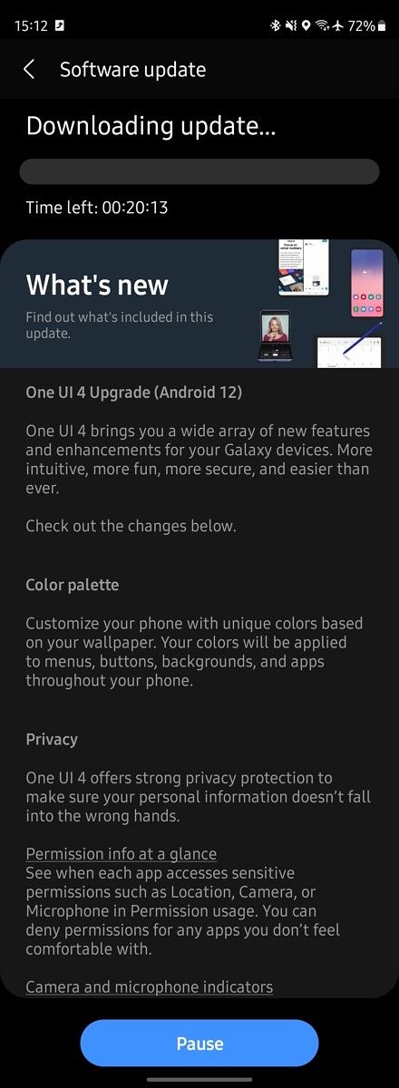 Samsung Galaxy Z Fold 3 Android 12 One UI 4 beta 1 OTA