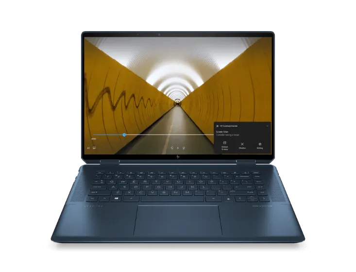 The HP Spectre x360 is a convertible laptop with a large 16-inch display, powerful specs, and a unique dual-tone design. 