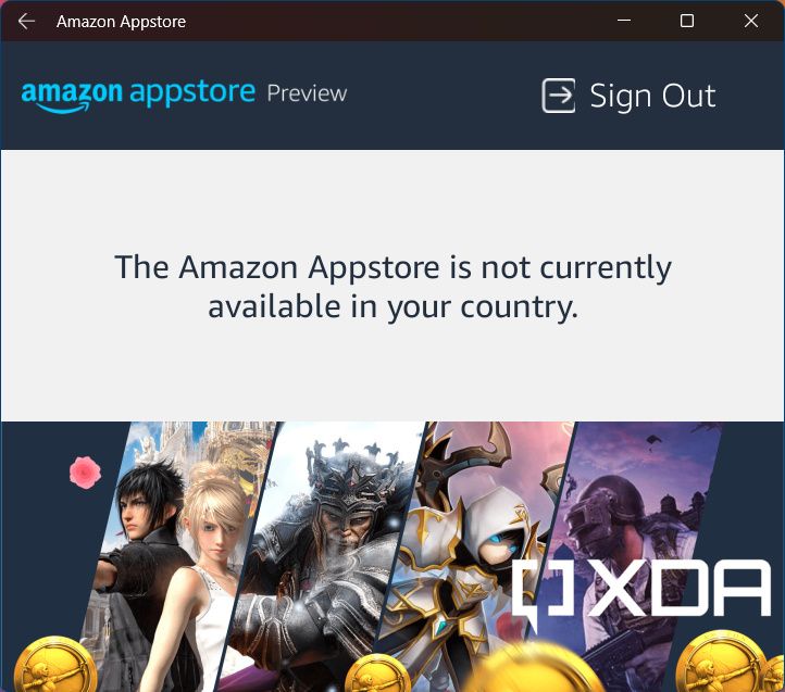 WSA Amazon Appstore not available in your country