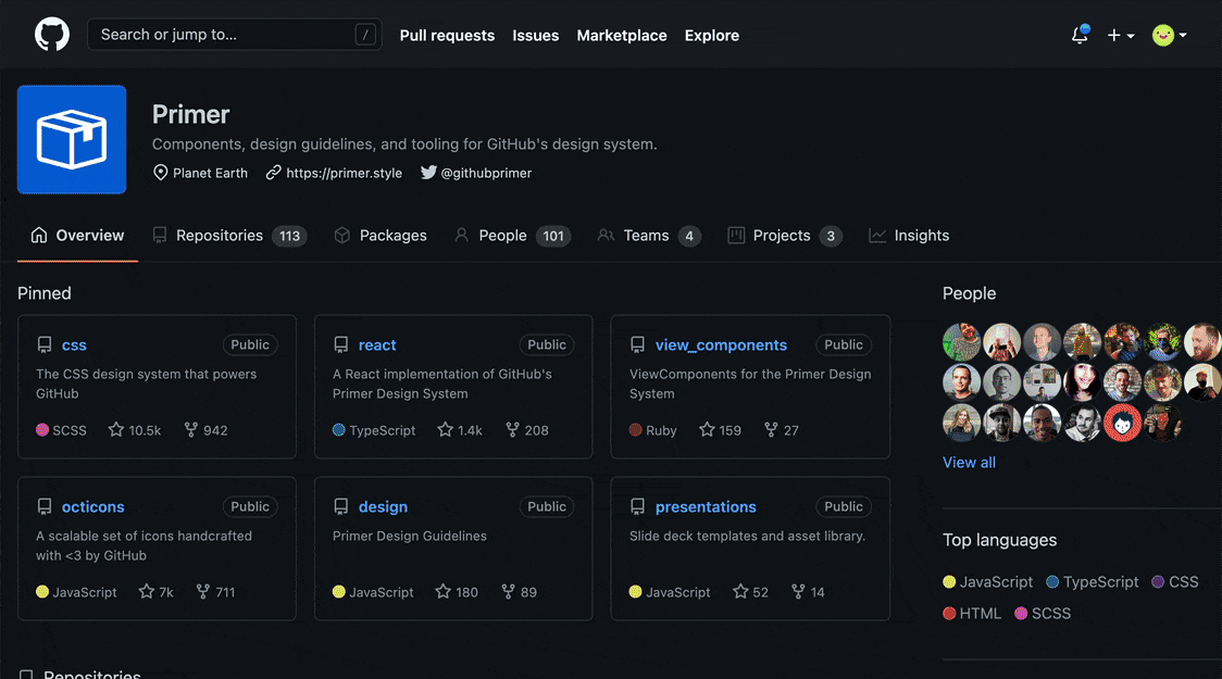 Paleta de comandos de GitHub