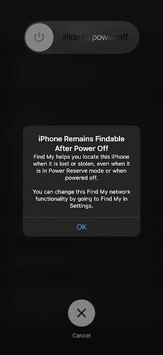iPhone Findable when switched off