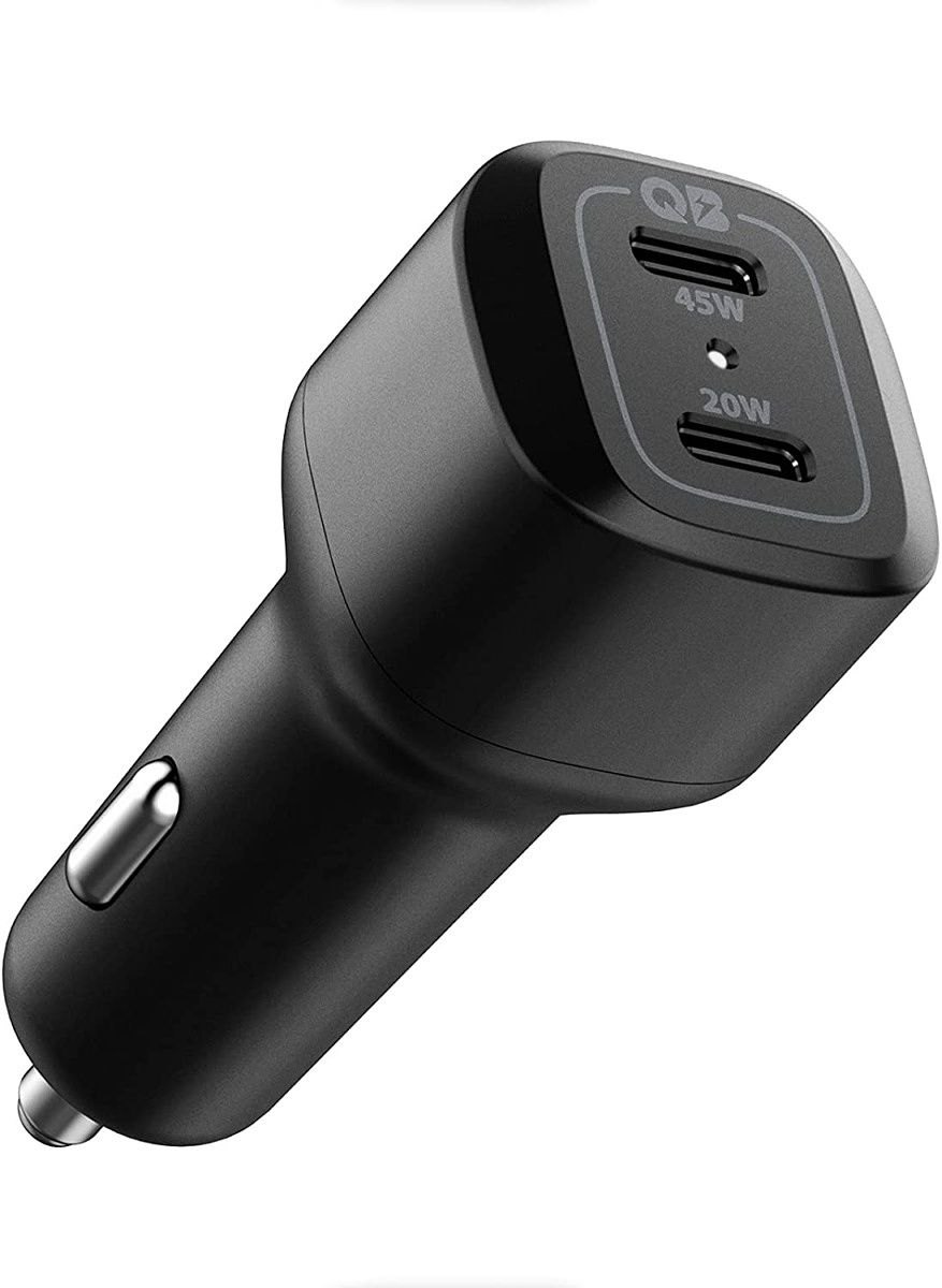 The Spigen ArcStation Car Charger is an excellent choice if you want to quickly charge your MacBook Air and iPhone.  It supports USB Power Delivery and can provide up to 45W of charging through one of the Type-C ports, while the other port can supply 20W. 