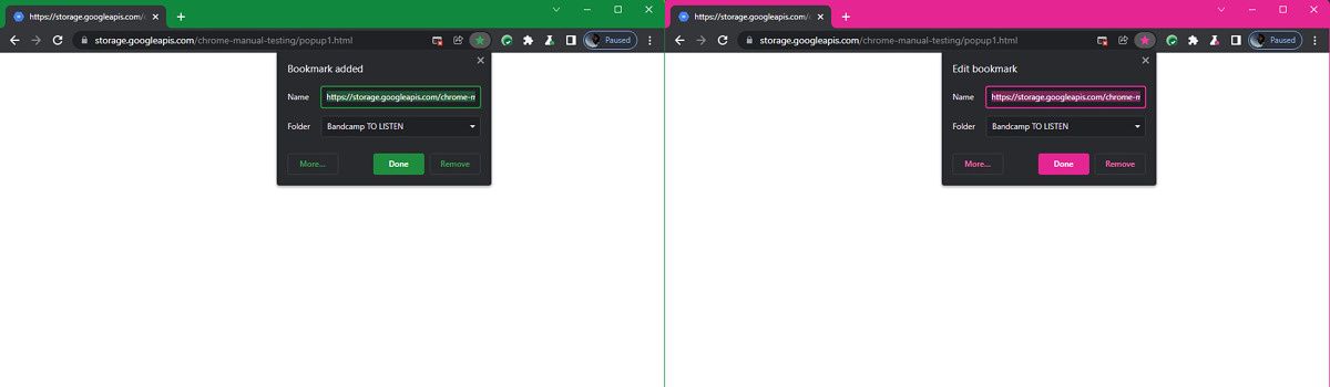 Two Chrome windows open side by side