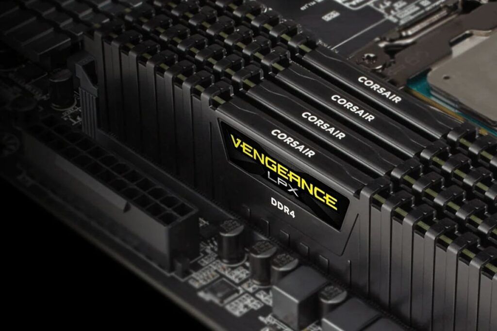 Grey colored Corsair Vengeance LPX memory modules