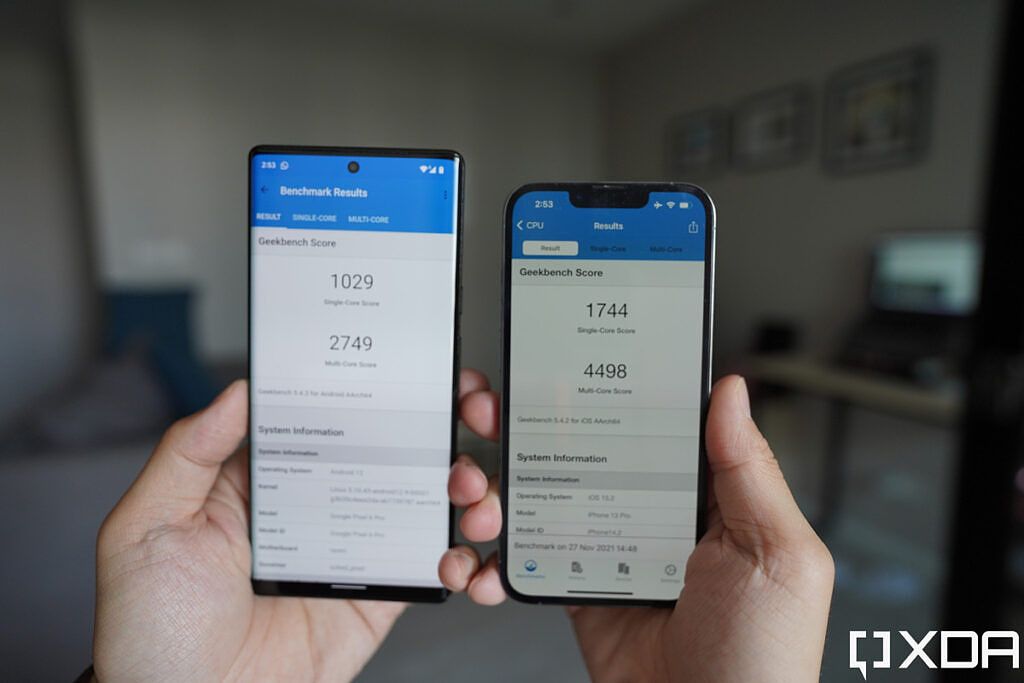 Geekbench results from iphone 13 pro and pixel 6 pro