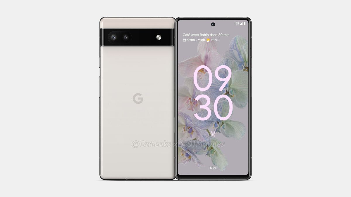 Google Pixel 6a front and back in white