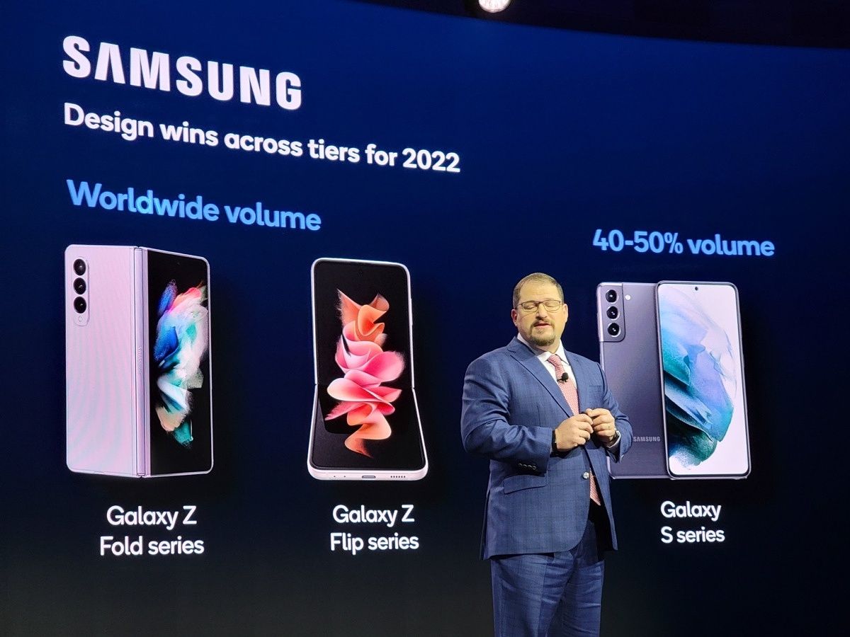A slide showing Galaxy S series, Galaxy Z Fold 3 and Galaxy Z Flip 3