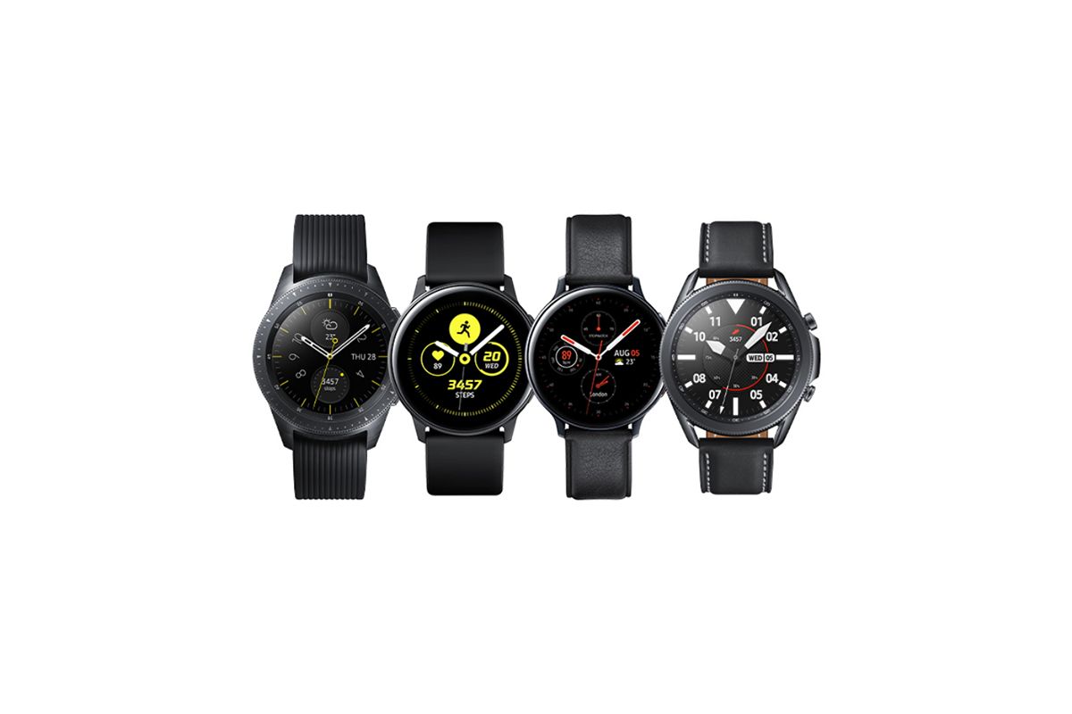 Galaxy Watch Active, Galaxy Watch Active 2, Galaxy Watch 3 on white background