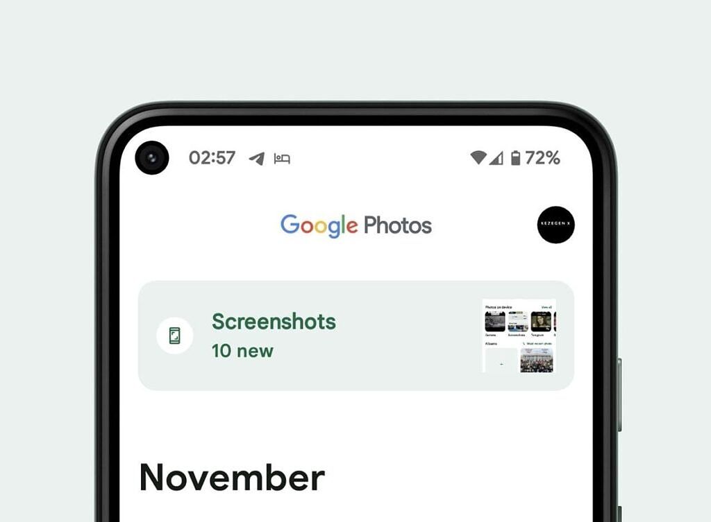 Google Photos Screenshots shortcut