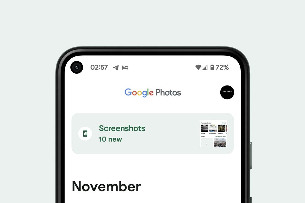 Google Photos screenshots shortcut