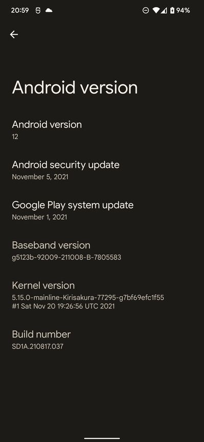 Google Pixel 6 running mainline Linux kernel 5.15