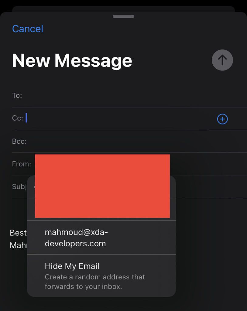 Hide my email in mail app iOS 15.2 beta 2