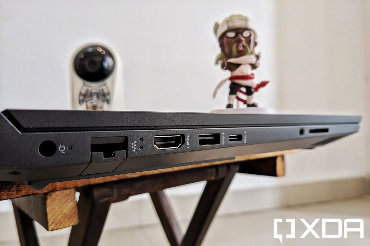 An image showing the ports on the HP Victus gaming laptop