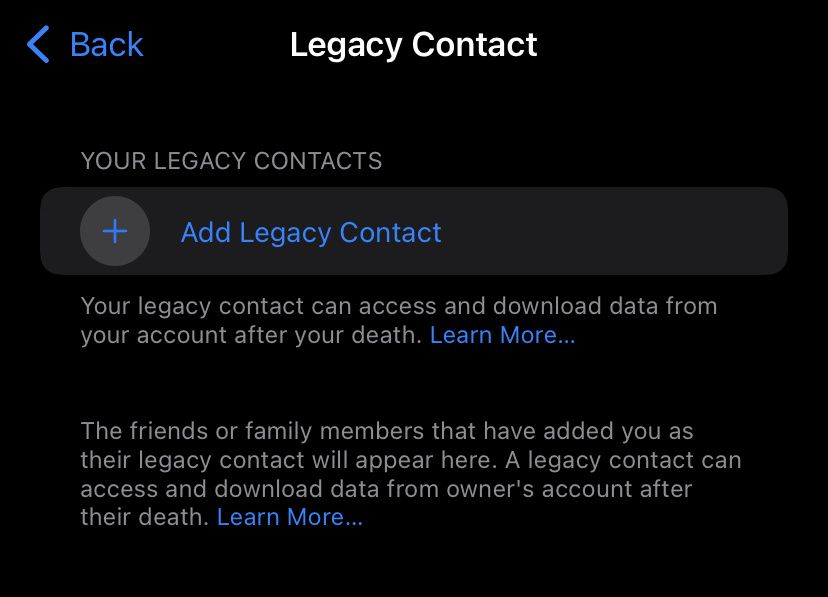 Legacy contact iOS 15.2 beta 2