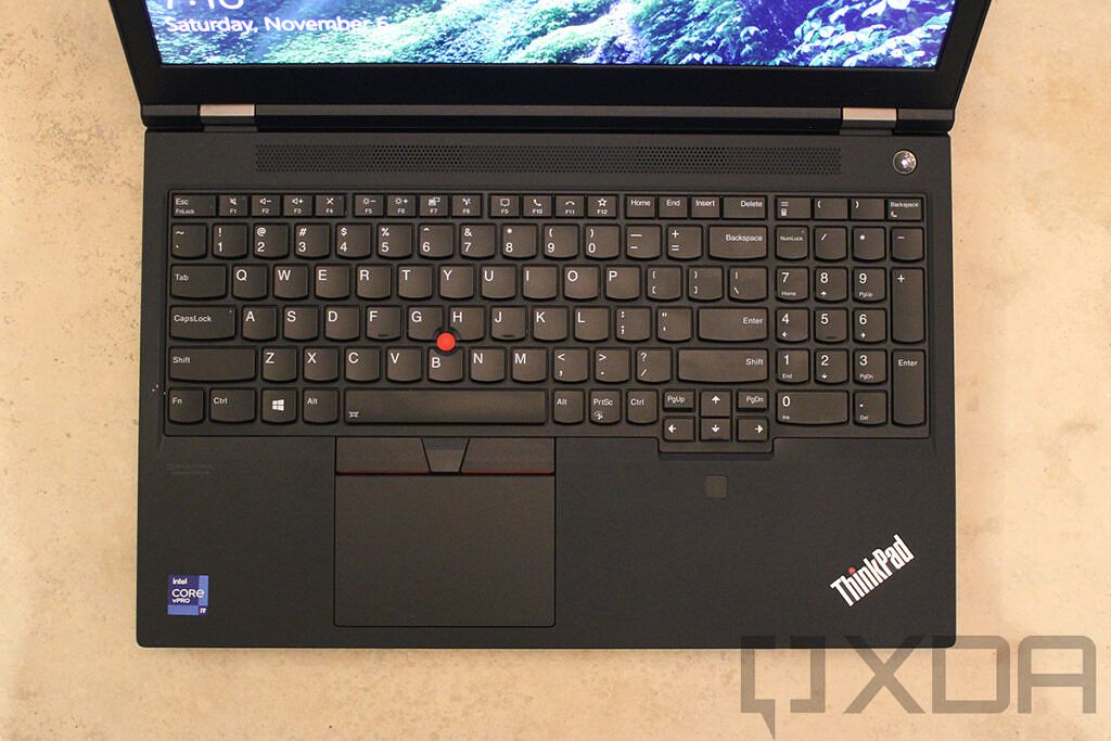 Top down view of Lenovo ThinkPad P15 keyboard
