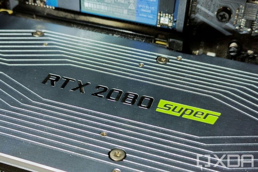 An image showing Nvidia's RTX 2080 Super GPU installed on a computer