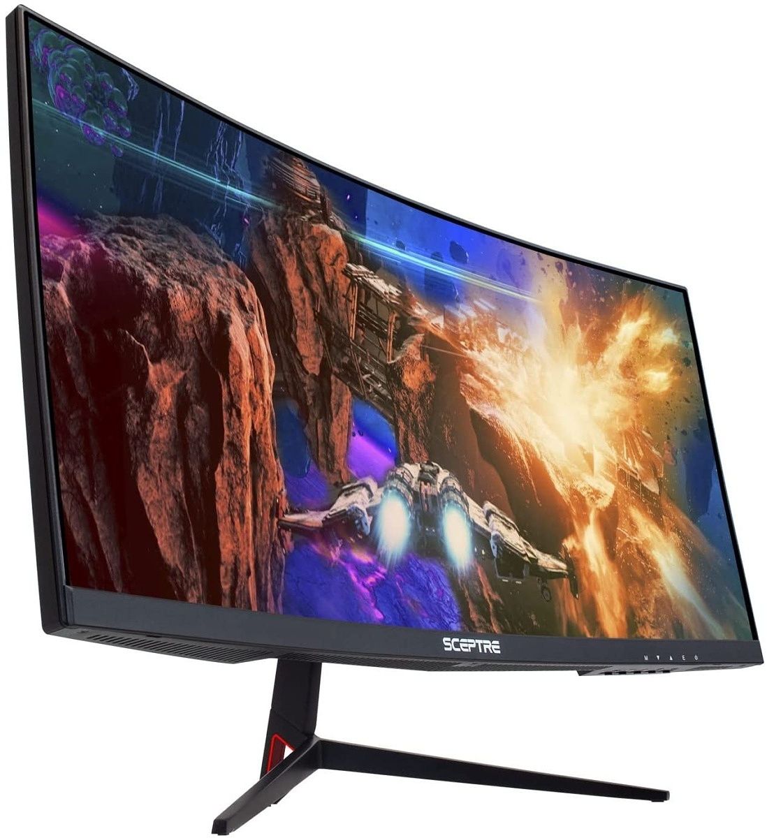 A 30-inch monitor with a 21:9 aspect ratio, Full HD resolution, and a 200Hz refresh rate. It has a 5ms response time and built-in speakers.