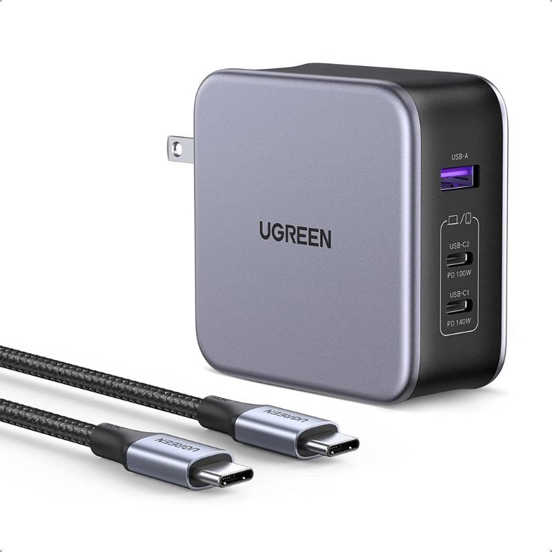 UGREEN Nexode 140W USB PD 3.1 Charger is a great choice for charging your devices.  This GaN charger comes with a 6-foot USB-C to USB-C cable to charge all of your modern devices.